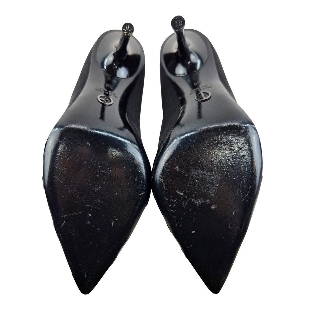 Giorgio Armani Black Satin Velvet Rhinestone Pointed Toe Pumps Heels Italy 36 6 - Picture 11 of 15